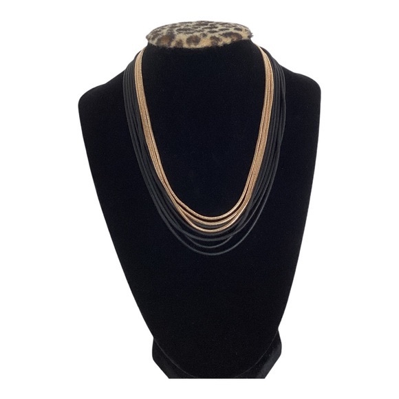 Anna & Ava Multi Layered Black And Gold Round Snake Chain Necklace - Picture 4 of 11
